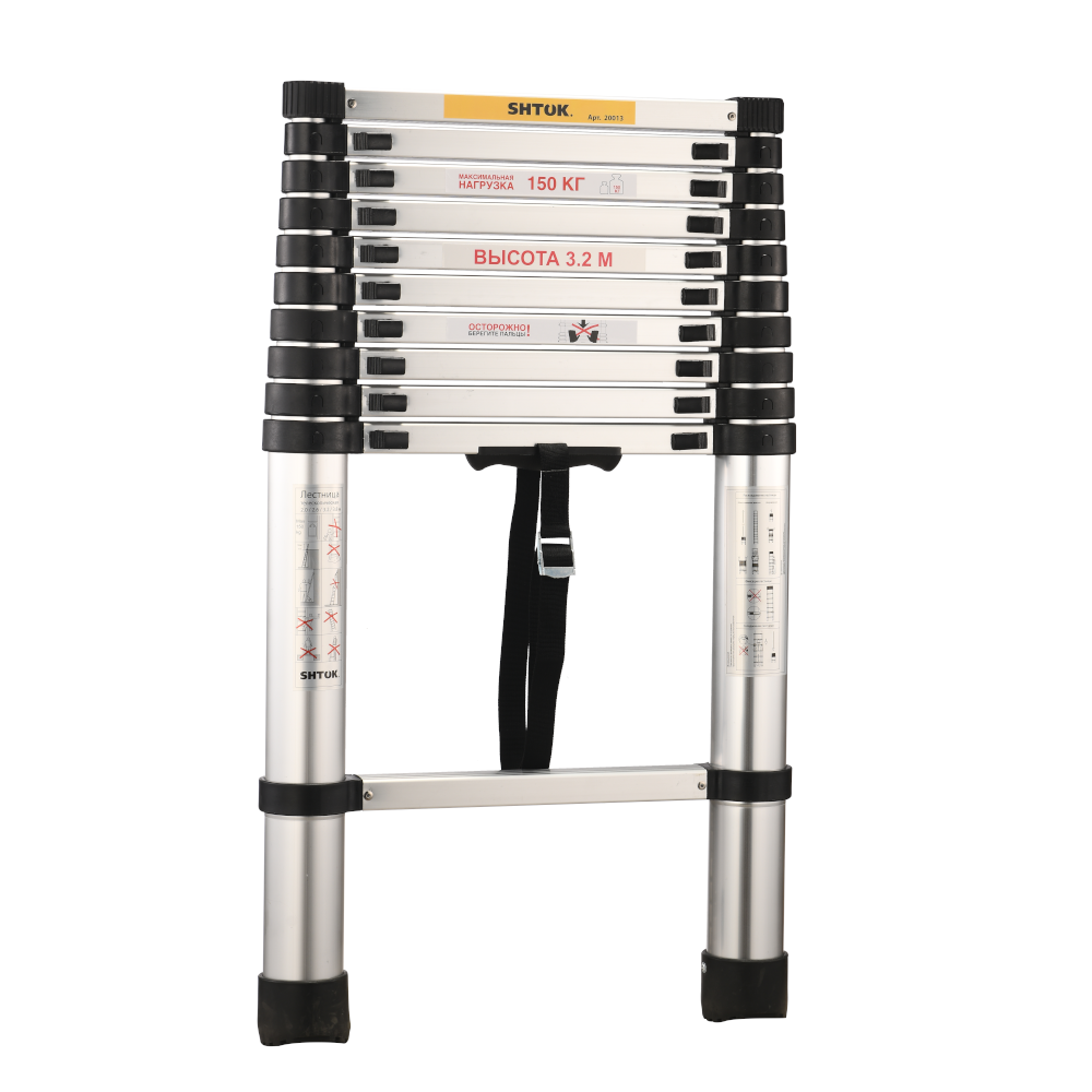 картинка Лестница телескопическая 3,2 м, SHTOK. 20013 от интернет-магазина ТД Макс-Электро купить в Кемерово по ценам завода
