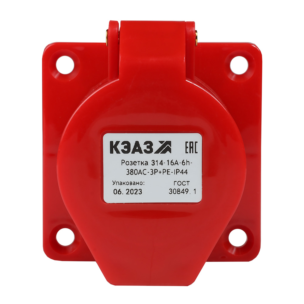 картинка Розетка фланцевая 314-16А-6h-380AC-3P+PE-IP44 от интернет-магазина ТД Макс-Электро купить в Кемерово по ценам завода