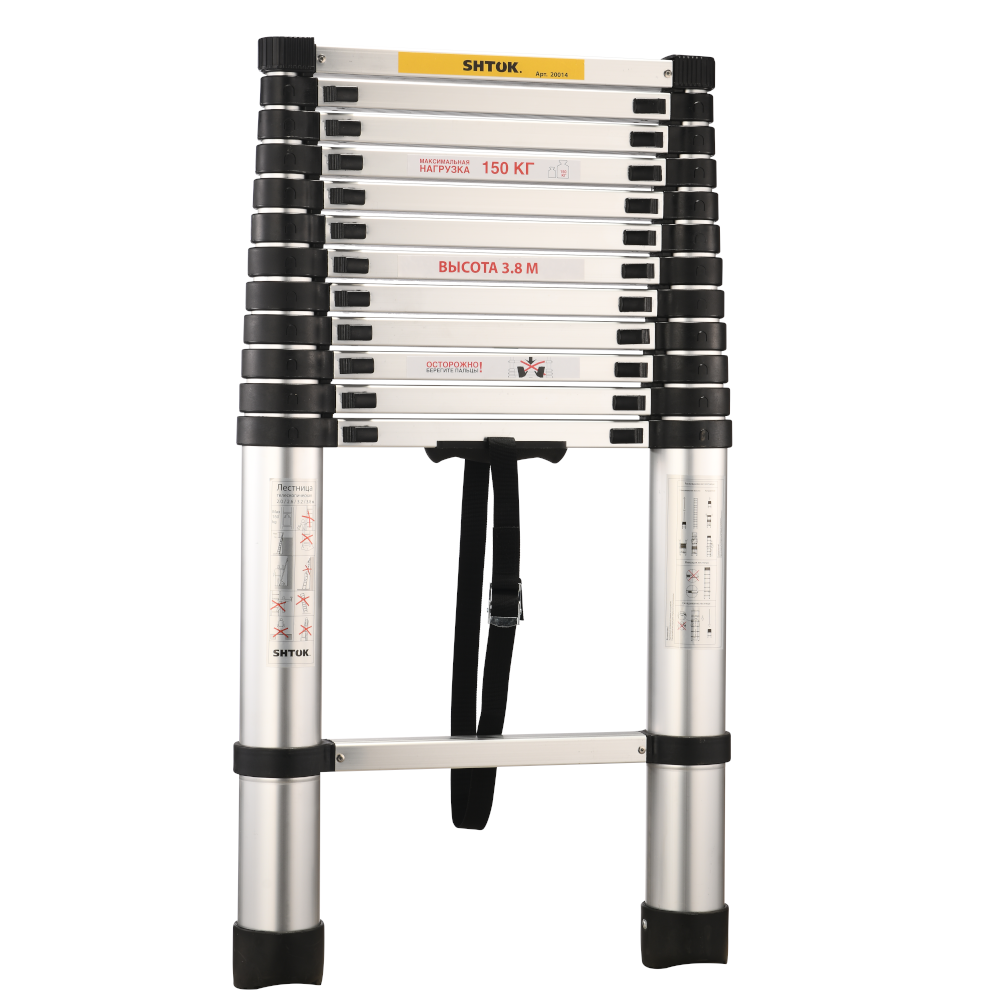 картинка Лестница телескопическая 3,8 м, SHTOK. 20014 от интернет-магазина ТД Макс-Электро купить в Кемерово по ценам завода