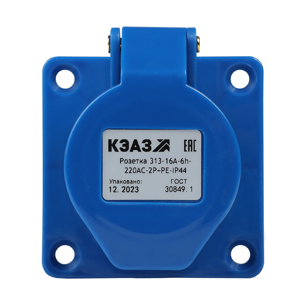 картинка Розетка фланцевая 313-16А-6h-220AC-2P+PE-IP44 от интернет-магазина ТД Макс-Электро купить в Кемерово по ценам завода