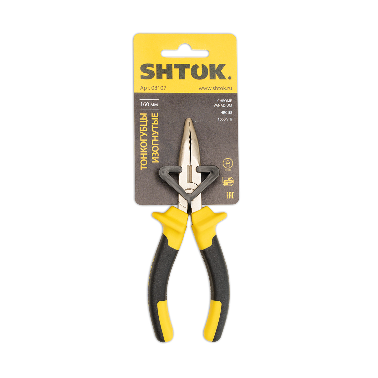 картинка Тонкогубцы изогнутые 1000В 160 мм, SHTOK. 08107 от интернет-магазина ТД Макс-Электро купить в Кемерово по ценам завода