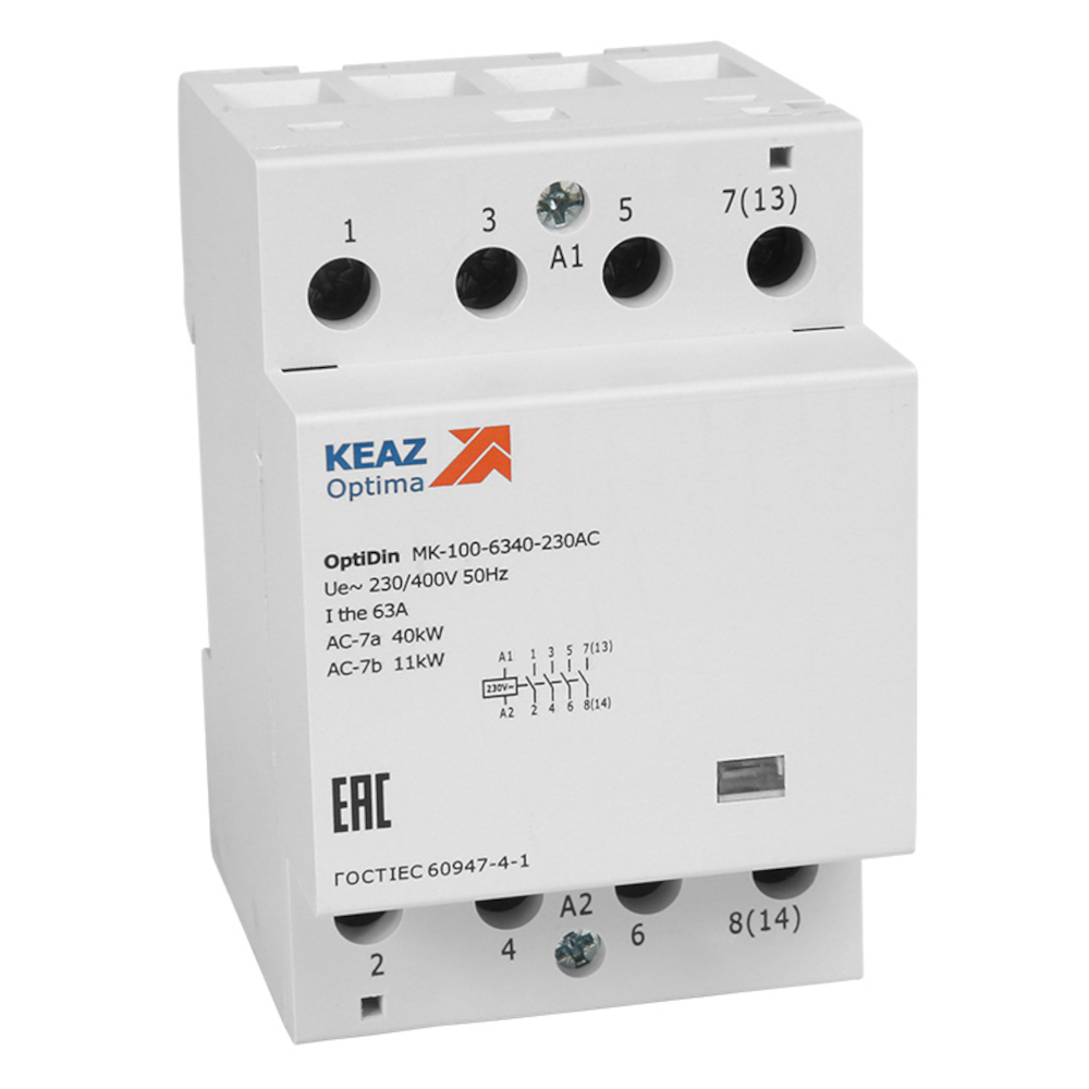 картинка Контактор модульный OptiDin MK-100-6304-48AC от интернет-магазина ТД Макс-Электро купить в Кемерово по ценам завода
